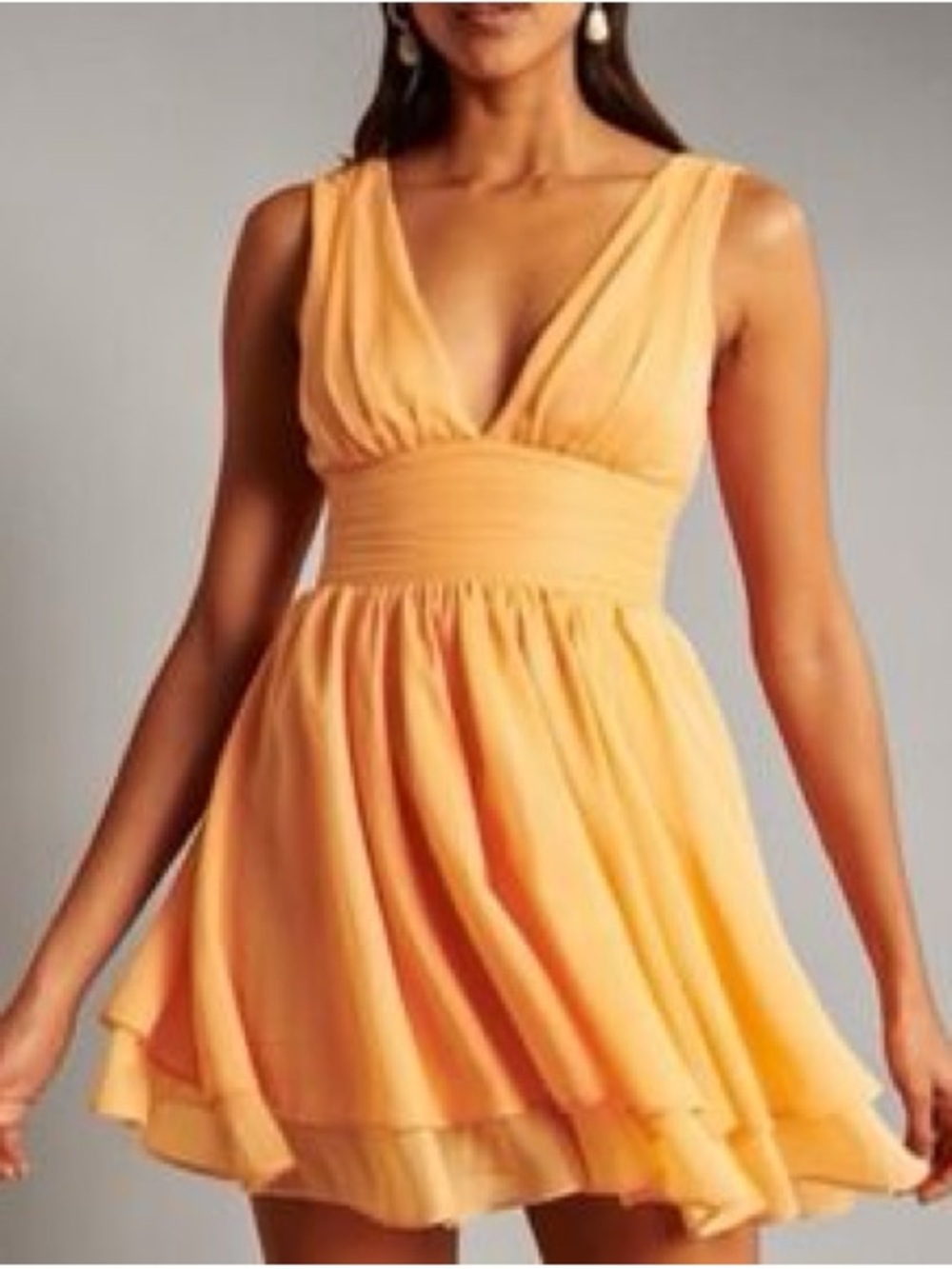 Abercrombie & Fitch Orange Sleeveless V-Neck Plunge Mini Dress SIZE S - Picture 2 of 9